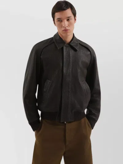 1989 Studio Leather Jacket With Collar And Textured Finish In Brown