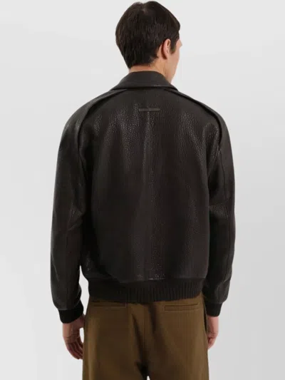 1989 Studio Leather Jacket With Collar And Textured Finish In Brown