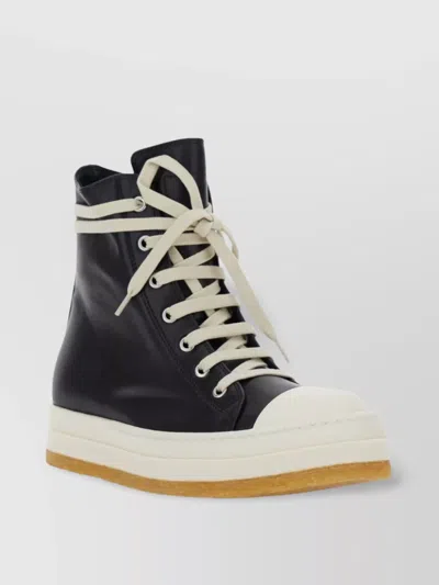 Rick Owens Geobasket High-top Sneakers Contrast Sole In Black