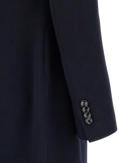 Tagliatore Double-breasted Coat Notched Lapels In Blue