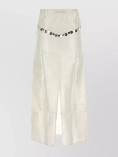 Gimaguas High Waist Sheer Skirt With Sequins And Slit In White