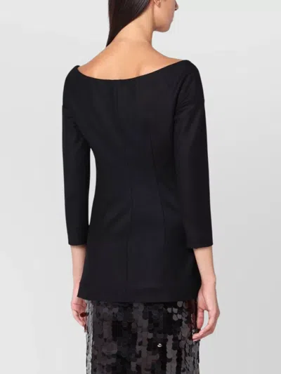 Alberta Ferretti Double-breasted Virgin Wool Jacket With Deep V-neckline In Blue