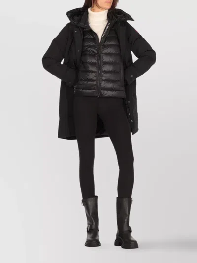 Canada Goose Mid-length Padded Coat With Detachable Hood And Quilted Design In Black