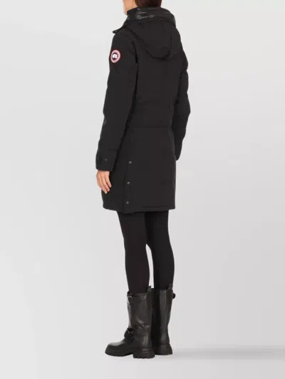Canada Goose Mid-length Padded Coat With Detachable Hood And Quilted Design In Black