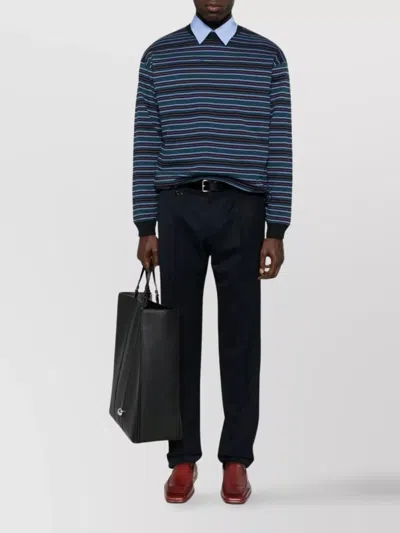 Prada Tapered Leg Wool Trousers Clothing In Black