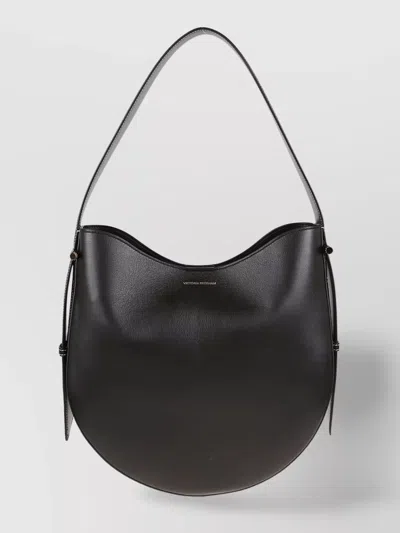 Victoria Beckham Curved Smooth Shoulder Strap Side Buckle Bag In Black
