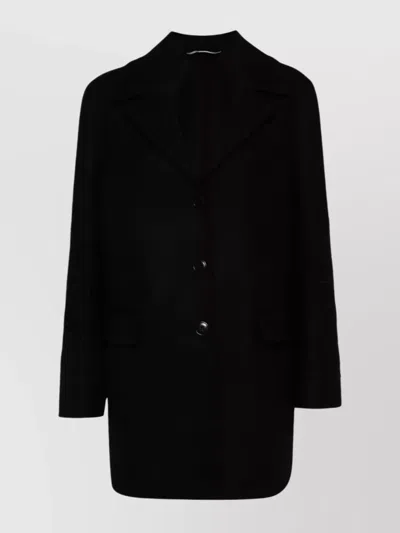Ermanno Scervino Single-breasted Wool Coat With Elegant Embroidered Sleeves And Versatile Styling Op In Black