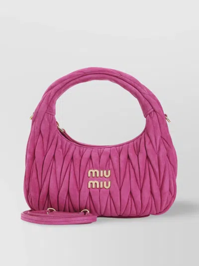 Miu Miu Wander Quilted Suede Lamb Leather Shoulder Bag