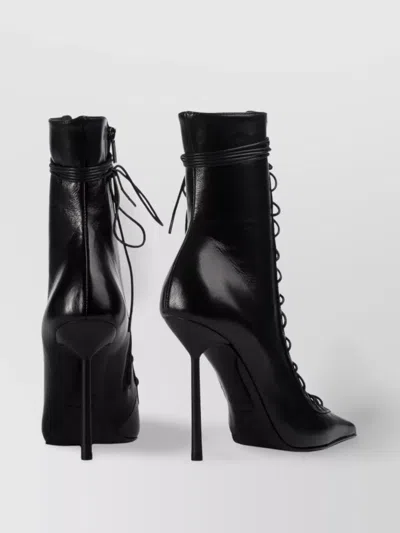 Le Silla Colette Lace-up Leather Ankle Boot In Black