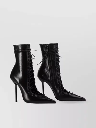 Le Silla Colette Lace-up Leather Ankle Boot In Black