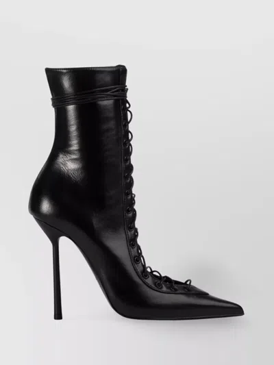 Le Silla Colette Lace-up Leather Ankle Boot In Black
