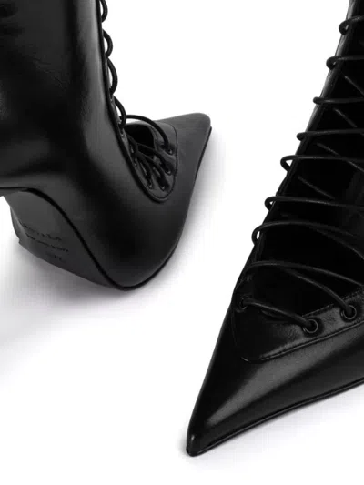 Le Silla Colette Lace-up Leather Ankle Boot In Black