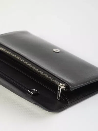 Roger Vivier Patent Leather Chain Wallet With Back Pocket In Black