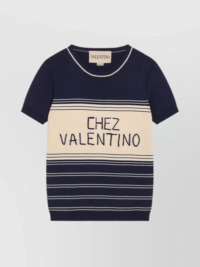 Valentino Maglione In Cotone Blu Navy  Donna In Black