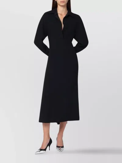 Victoria Beckham Women Black Long Sleeve Polo Collar Midi Dress, Xs Luxury Dresses For Women Darveys