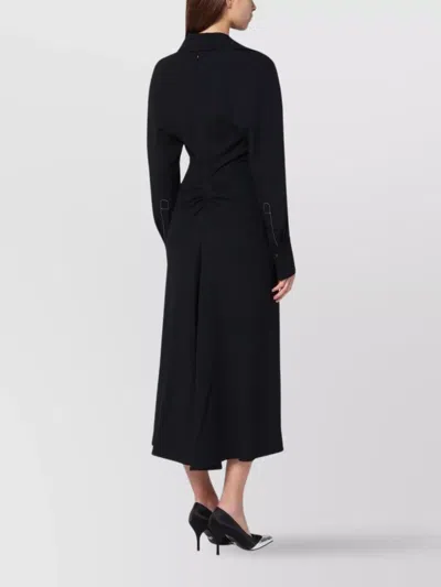 Victoria Beckham Women Black Long Sleeve Polo Collar Midi Dress, Xs Luxury Dresses For Women Darveys