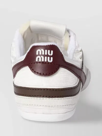 Miu Miu Women Two-tone Tech Fabric And Suede Gymnasium Sneakers In White