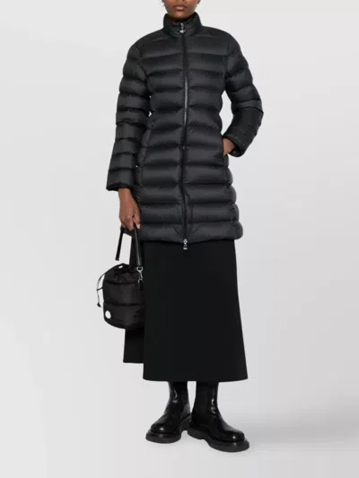 Moncler Puffer Jacket Long High Collar In Black