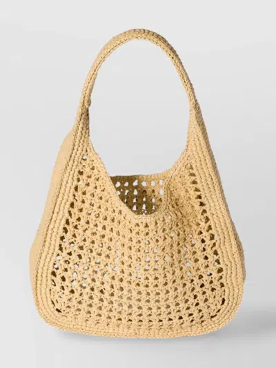 Miu Miu Raffia-effect Woven Hobo Bag In Sand