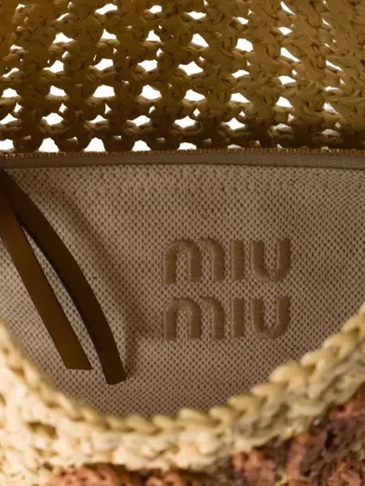 Miu Miu Raffia-effect Woven Hobo Bag In Sand