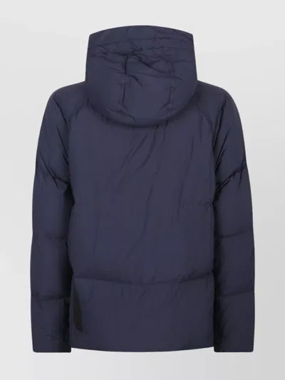 Ten C Down Parka With Hooded Design And Quilted Texture In Blue