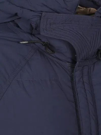Ten C Down Parka With Hooded Design And Quilted Texture In Blue