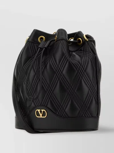 Valentino Women's Quiltie 67 Leather Bucket Bag In Black