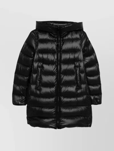 Moncler Suyenne Hooded Mid-length Down Jacket In Black