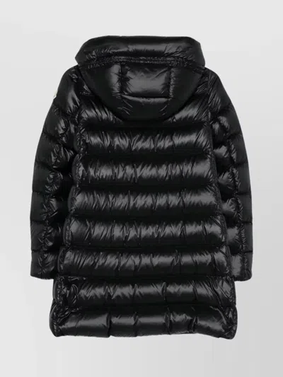 Moncler Suyenne Hooded Mid-length Down Jacket In Black