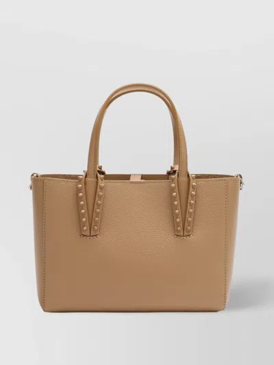 Christian Louboutin Mini Tote Bag With Detachable Strap And Studded Embellishments In Brown