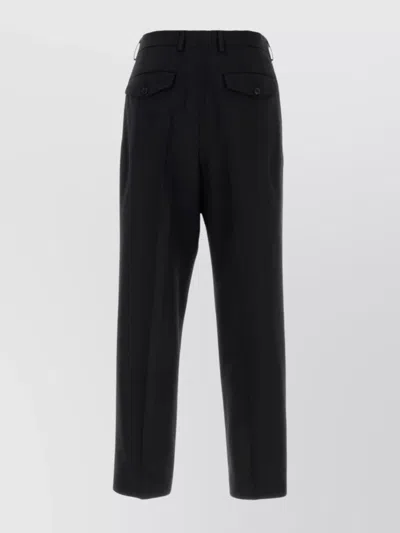 Dries Van Noten Wide Wool Blend Gabardine Pants In Black