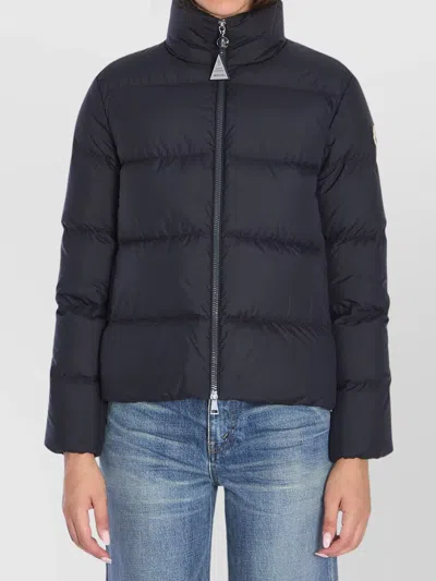 Moncler Puffer Jacket With High Collar And Pockets In Black