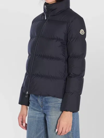 Moncler Puffer Jacket With High Collar And Pockets In Black