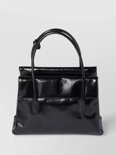 Miu Miu Solitaire Bag In Shiny Leather In Black