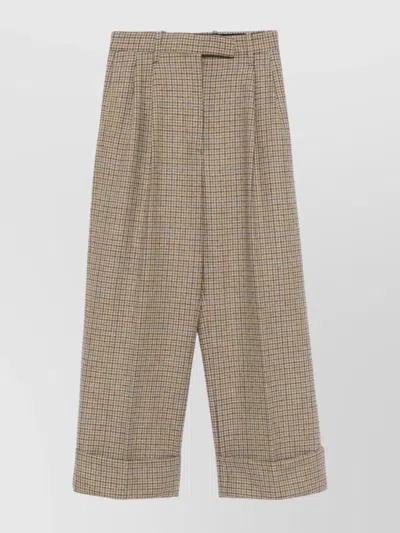 Thom Browne High Waisted Double Pleat Trouser In Gunclub Check Cheviot Tweed In Brown
