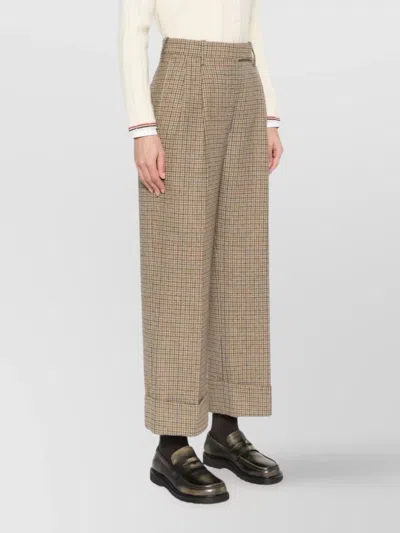 Thom Browne High Waisted Double Pleat Trouser In Gunclub Check Cheviot Tweed In Brown