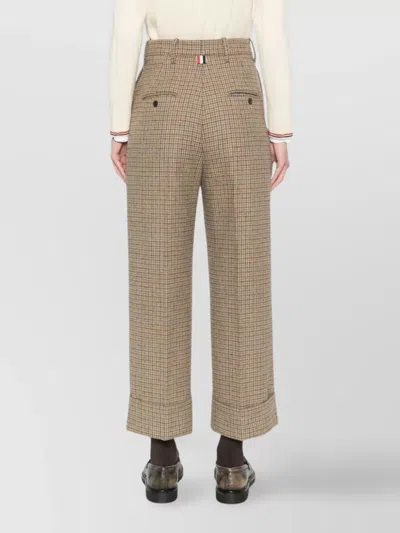 Thom Browne High Waisted Double Pleat Trouser In Gunclub Check Cheviot Tweed In Brown