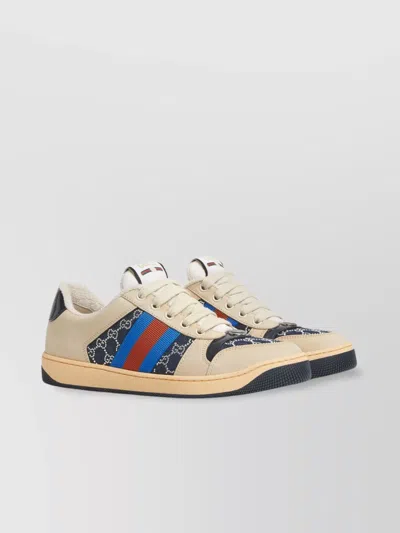 Gucci Womens Screener Sneaker With Crystals Gg In Neutral