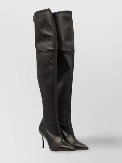 Casadei Pointed Toe Stiletto Heel Over-the-knee Boots In Black