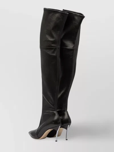 Casadei Pointed Toe Stiletto Heel Over-the-knee Boots In Black