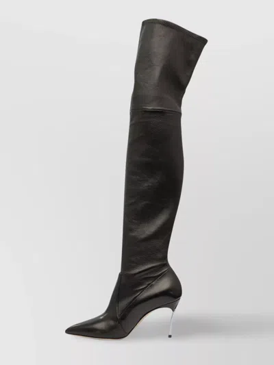 Casadei Pointed Toe Stiletto Heel Over-the-knee Boots In Black