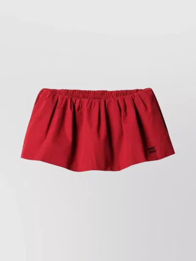 Miu Miu Poplin Mini Flared Skirt With Side Pockets In Red