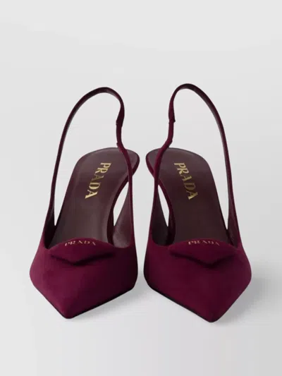 Prada Patent Leather Slingback Pumps In Burgundy