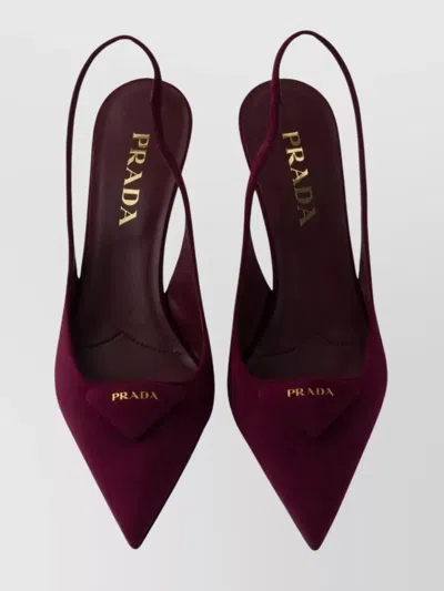 Prada Patent Leather Slingback Pumps In Burgundy