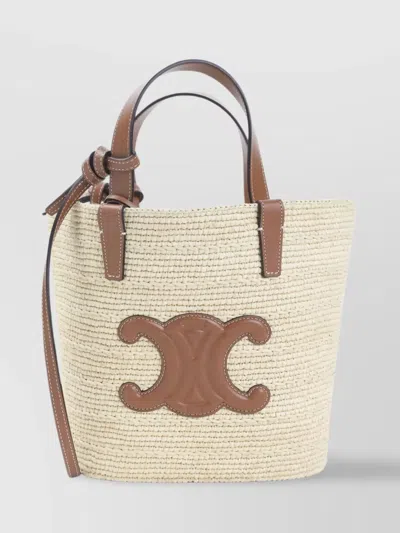 Celine Supple Straw And Leather Shoulder Bag