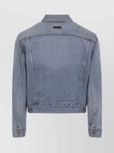 Fear Of God Light Blue Denim Jacket With Button-up Front And Vintage Finish In Blue