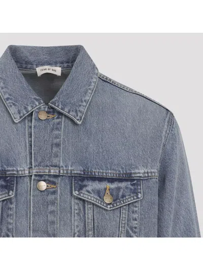 Fear Of God Light Blue Denim Jacket With Button-up Front And Vintage Finish In Blue