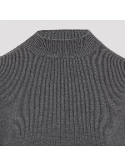 Jean Paul Gaultier High Neck Bat Sleeves Lingerie Garter Pullover Sweater In Gray