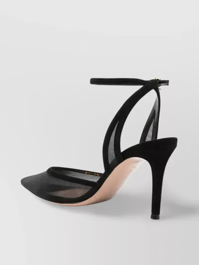 Gianvito Rossi Suede Mesh Pointed Toe Pumps T.085 In Black