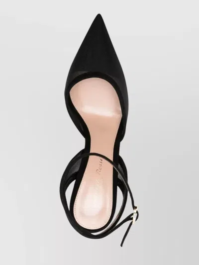 Gianvito Rossi Suede Mesh Pointed Toe Pumps T.085 In Black